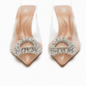 COPY - Zara Embellished Vinyl Slingback Shoes Size 7.5